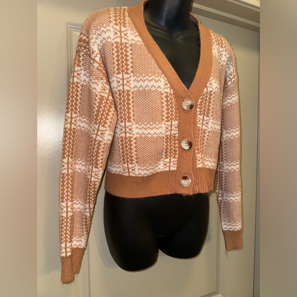 Princess Polly Pink Check Cropped Cardigan size M/L - Picture 4 of 13